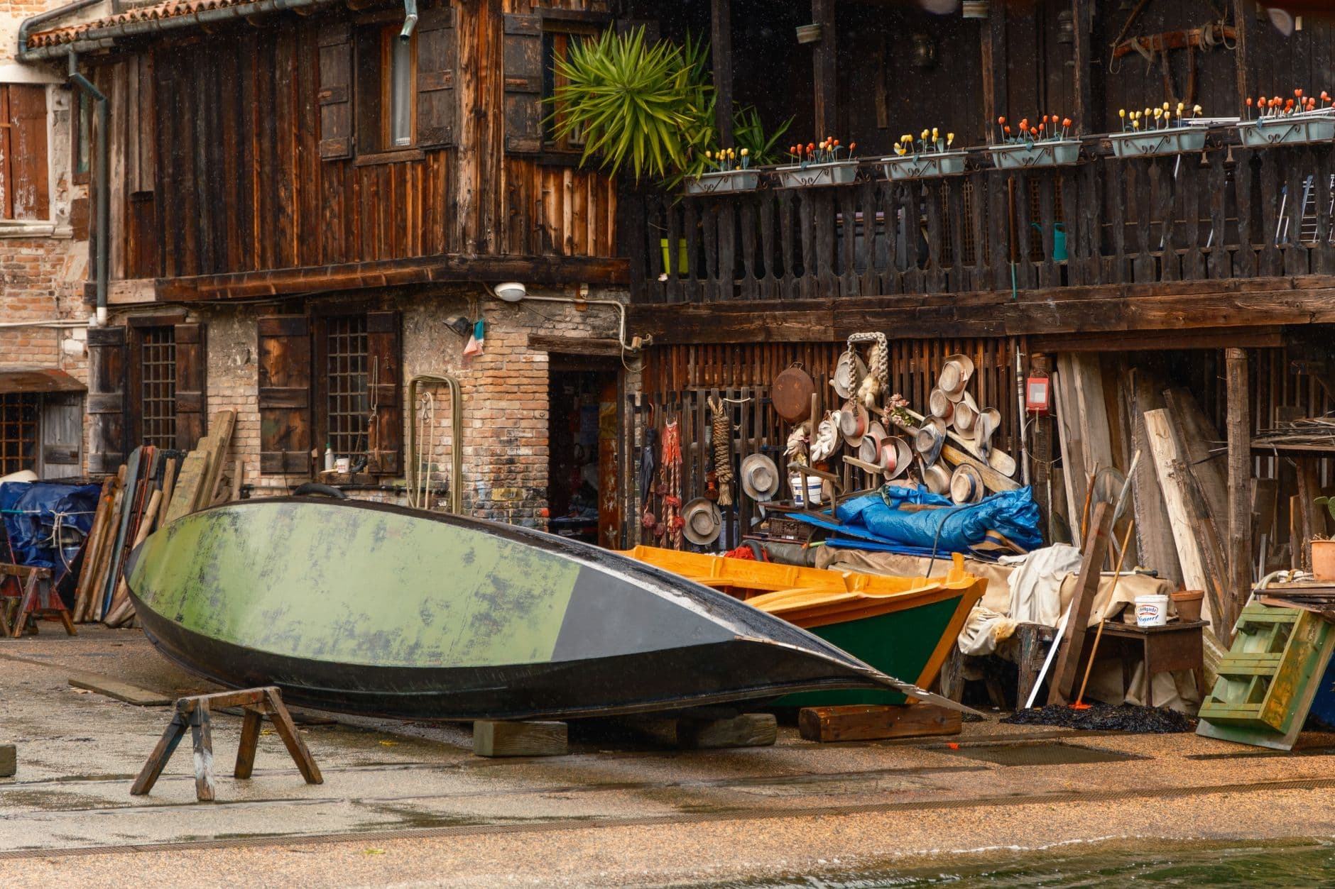 Wooden boat building workshop