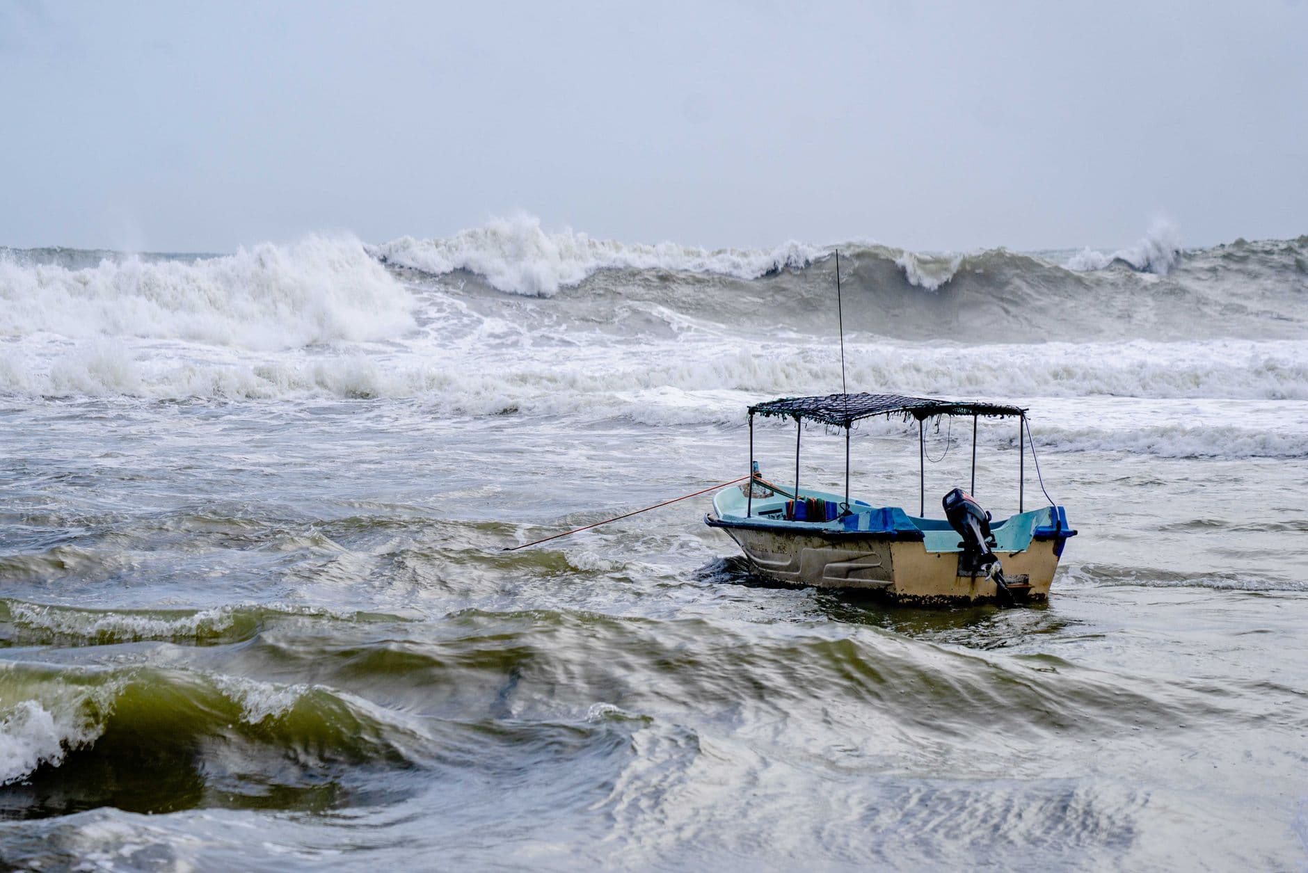 Small boat rough water