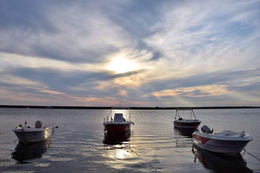 Boat harbor sunset