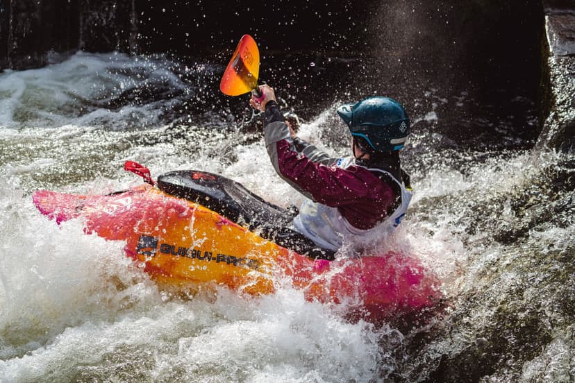 Kayak paddling river