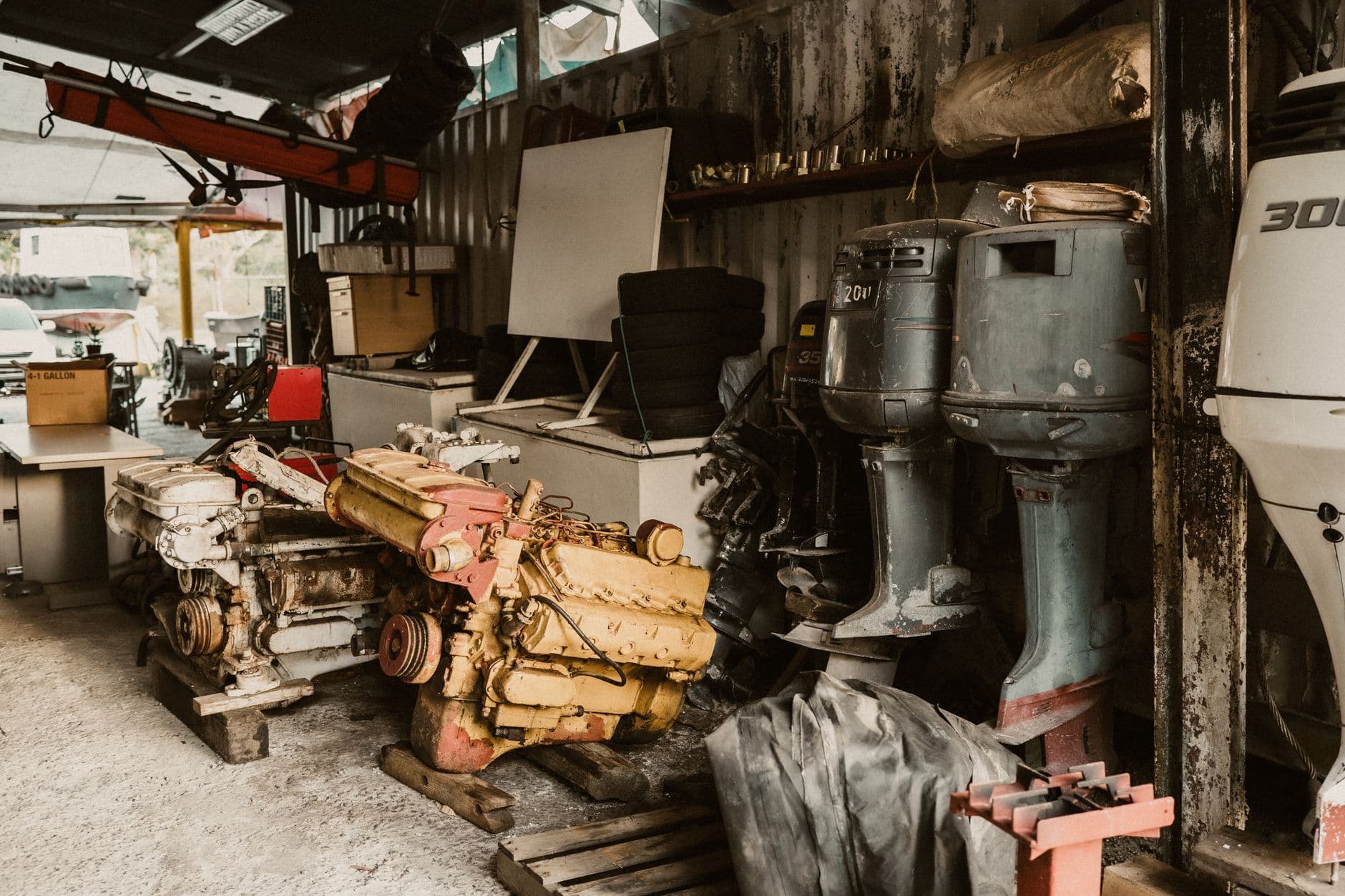 Boat repair mechanic shop