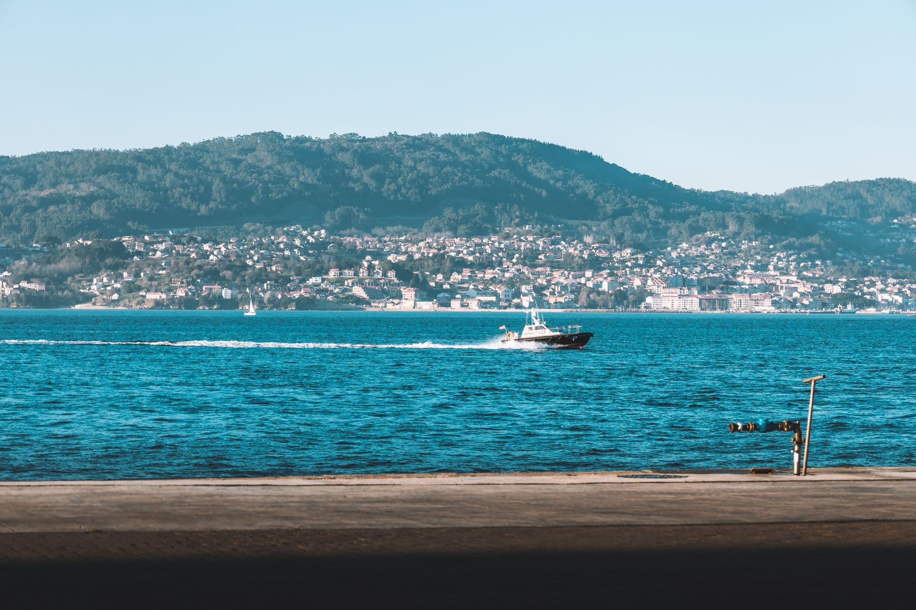 Boat travel scenic coastline